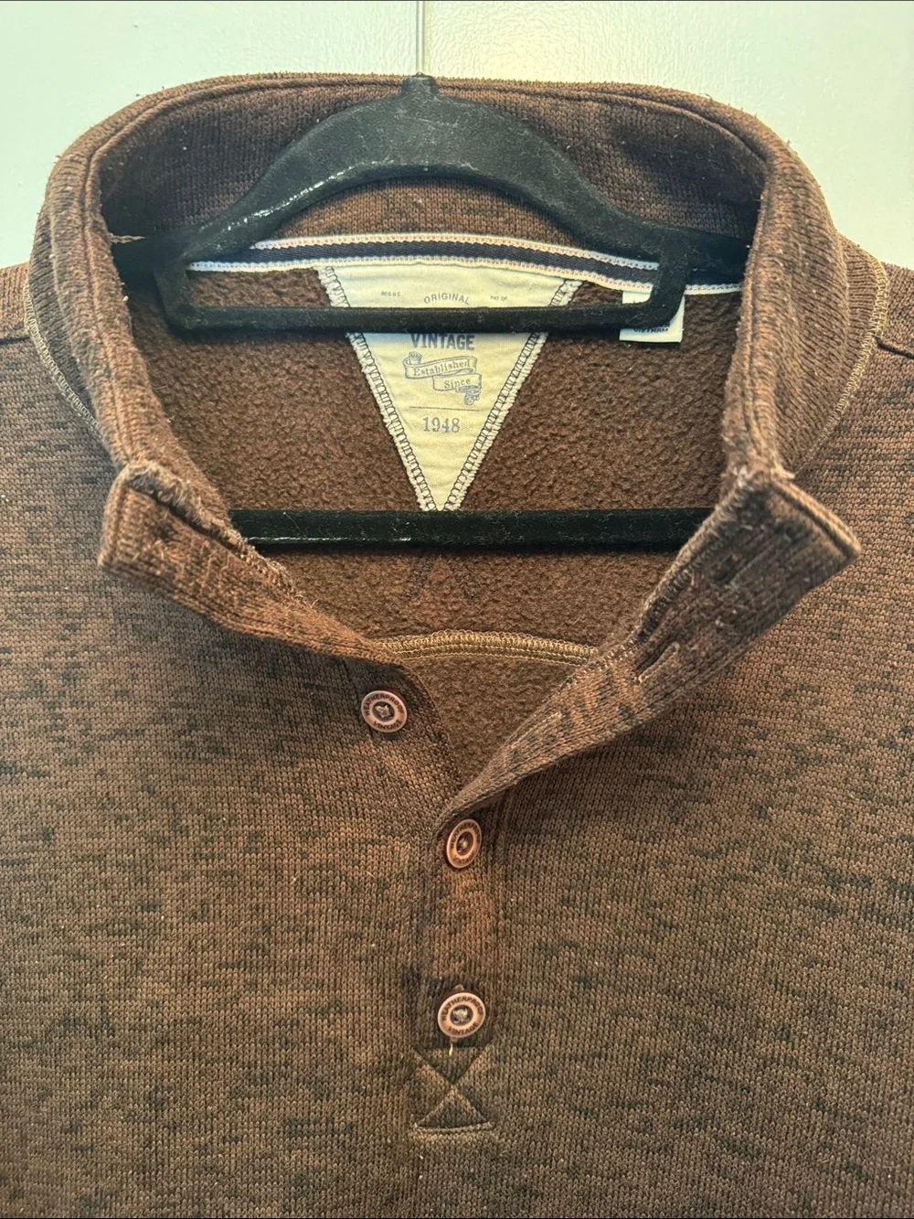 Brown Men's Quarter-Button Pullover Jacket
